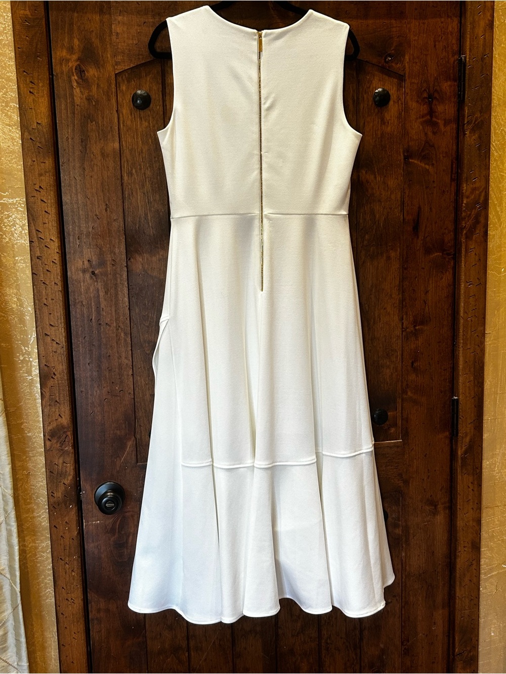 Calvin Klein Cream Sleeveless Layered Midi Dress, Size 12 - Picture 2 of 8